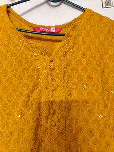Yellow Embroidered Kurta