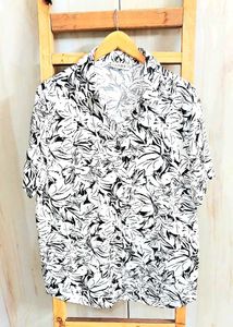 White Printed Cotton Shirt Size-42-44