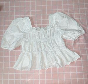 White Puff Sleeve Top