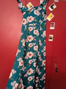 Floral Ruffle Teal Mini Dress
