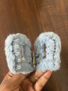 Blue Fuzzy Scrunchie