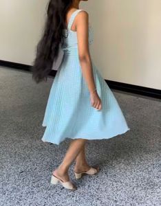 Blue Gingham Sundress (with Hair Bow)