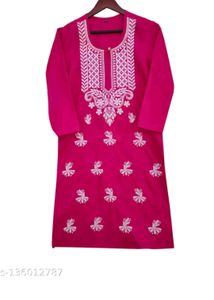Lucknowi Embroidery Chickenkari Kurti❤️