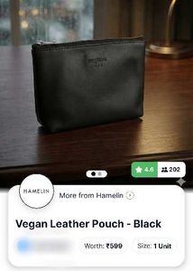 vegan leather pouch -Black