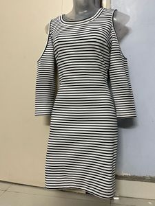 Striped Cold Shoulder Dress