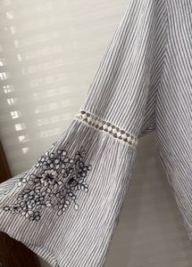Striped Embroidered Top XL