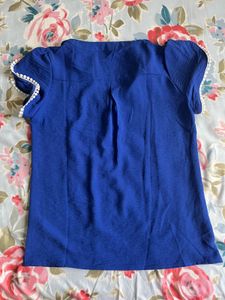 Blue V neck shirt style top