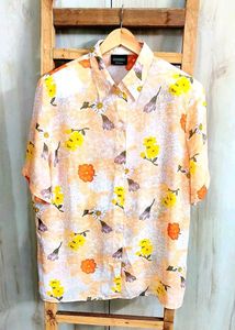 Light Orange Printed Shirt Size-42