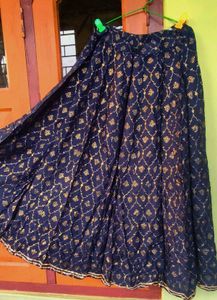Royal Blue & Gold Ethnic Flared Skirt