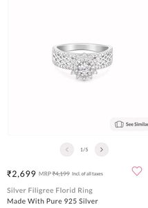 Giva 925 Silver Florid Ring