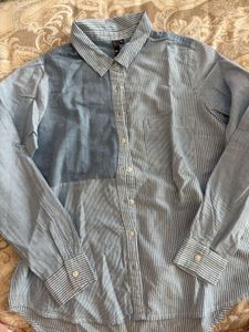 Blue Colour Button-Down Striped Shirt