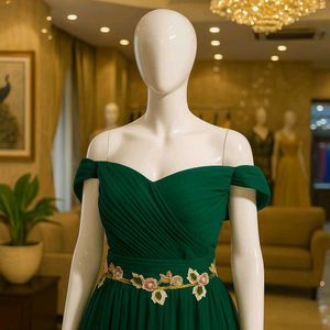 Emerald Green Off-Shoulder Gown