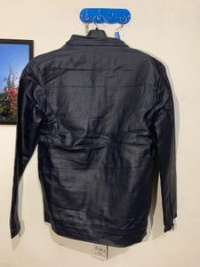 Stylish Navy Blue Leather Jacket