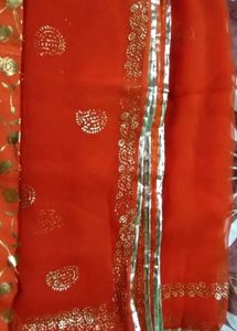 Orange &amp; Gold Indian Poshak With One Duptta Free