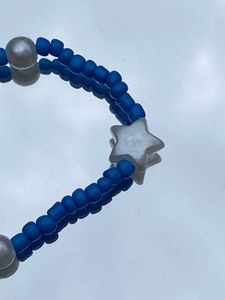Blue Seed Beaded Necklace