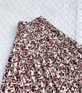 Brown Floral Tiered Maxi Skirt