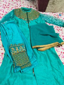 Elegant Teal Embroidered Kurta Set