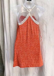 I. Orange Print Mini Dress