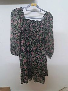 Floral Print Polyster Dress