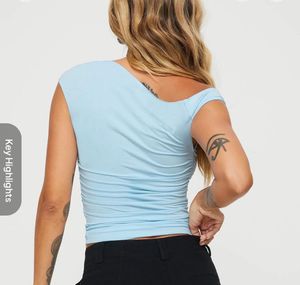 Blue Asymmetrical Ruched Top