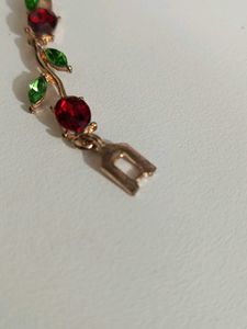Floral Red &amp; Green Gem Bracelet