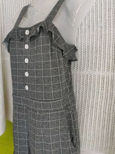 Plaid Jumpsuit with Ruffle Detail