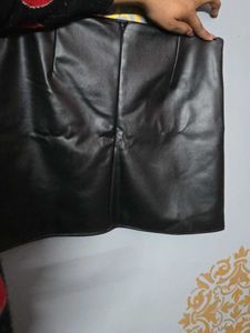 Black Faux Leather Mini Skirt
