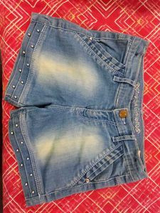Girls Light Blue Denim Shorts