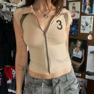 Collared Zipper Croptop