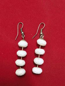 Elegant White Stone Drop Earrings