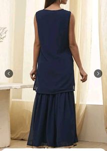 Navy Blue Embroidered Kurta Set