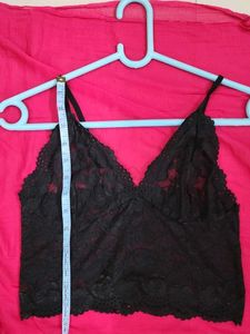 Black Satin &amp; Lace Camisole Set