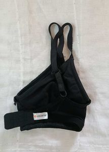 Black Cotton Blend Bra with Lace