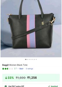 New Baggit Women Black Vanity Bag