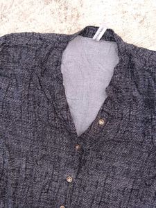 Grey Patterned Long Sleeve Dress