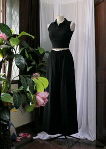 Sleeveless Black Polo Top