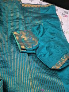 Teal &amp; Gold Sari