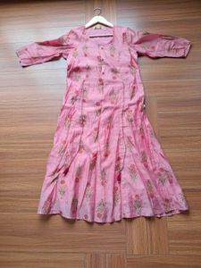 Pink Floral Print A Line Dress