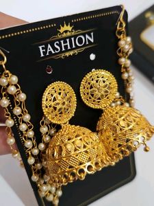 Gold Jhumka Earrings