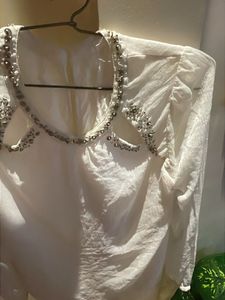 Elegant Embellished White Top
