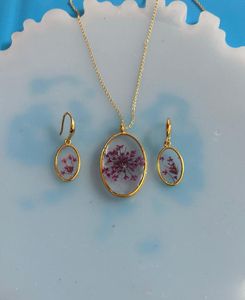Floral Resin Necklace &amp; Earring Set