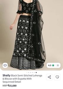Black,Silver Sequins Lehenga Choli &amp; Dupatta