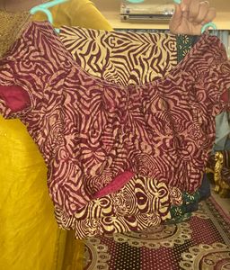 French Crepe Printed Saree With Stitched Blouse