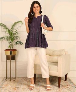 Pink Striped Peplum Top