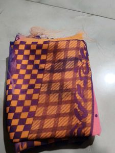 Elegant Pink Georgete Saree With Cotton Ful Blouse