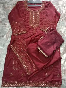 Burgundy Embroidered Salwar Kameez