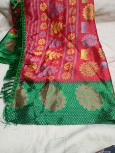 stone work creap red new saree