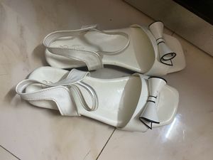 Cute White Bow Flat Sandal