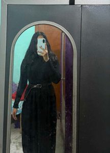 Wool Midi Black Dress