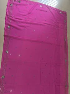 Pink Embellished Saree